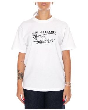 Carhartt Tops ,Wit ,Katoen S/S Bumper Sticker T-Shirt