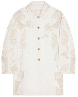 Dries Van Noten Einreiher-Mäntel - Weiß