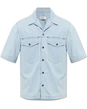 Versace Besticktes Denim-Baumwollhemd - Blau