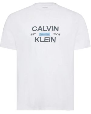 Calvin Klein Tops ,Wit ,Katoen Stack Grap T-Shirt