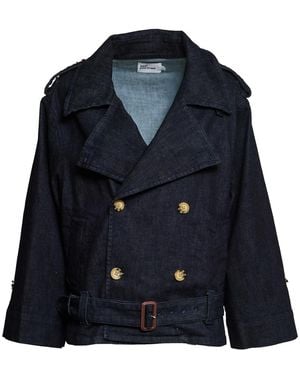 Self-Portrait Blauwe Denim Trenchcoat