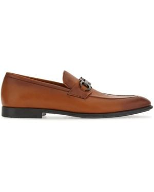 Ferragamo Gancini-Plakette Leder Loafer - Braun