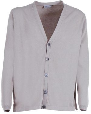 SETTEFILI CASHMERE Cardigan M/Lunga Fondo Tubolare Con Spacchi - Grau