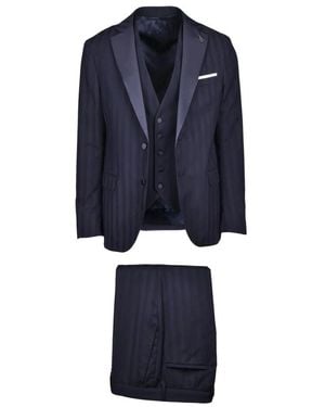 Paoloni Single Breasted Suits - Bleu