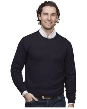 Hansen & Jacob Navy strick mit alcantara-patches - Blau