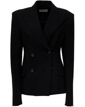 Sportmax Dubbelrijige Stretch Wollen Blazer - Zwart