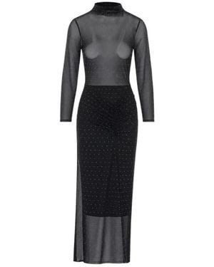Liu Jo Lange Tule Jurk Met Strass - Zwart