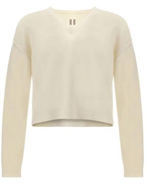 Rick Owens V-Neck Knitwear - Blanc