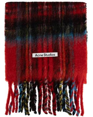 Acne Studios Mohair Check Scarf - Rot