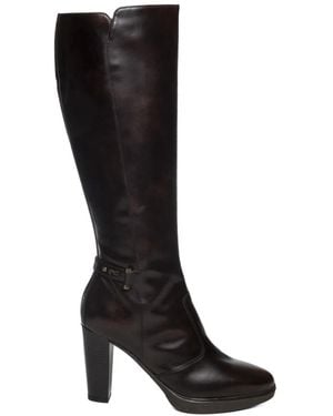 Nero Giardini Schoenen ,Bruin ,Leer Manolete Laarsjes Met Hak - Zwart