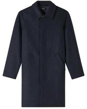 A.P.C. Marineblauer Wollmantel Gerader Schnitt