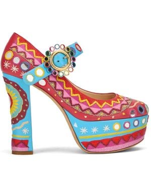 Moschino Pumps Mit Hohem Absatz, Plateau Und Riemchen - Blau