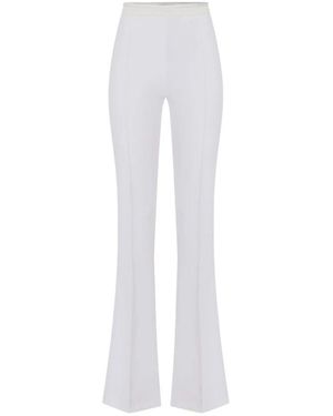 Elisabetta Franchi Broeken ,Wit ,Satijn Wijde Broek Met Satijnen Inzetstukken
