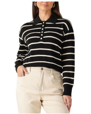 Modström Schwarzer Gestreifter Polopullover