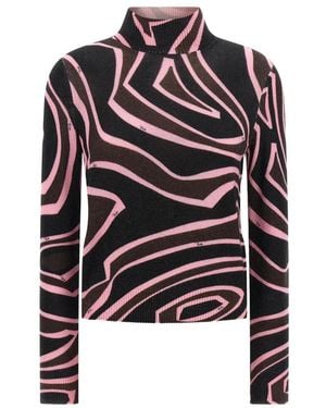 PUCCI Labirinto Print Pullover Mit Hohem Kragen Aus Wolle - Schwarz