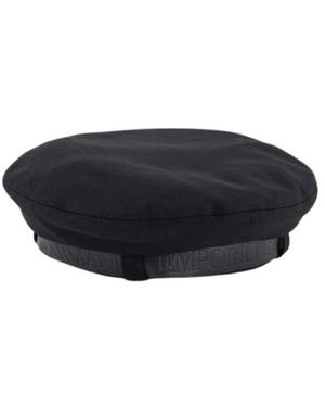 Emporio Armani Wollstoff-Beret Mit Lederlogo-Band - Schwarz
