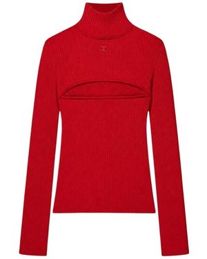 Courreges Rollkragenpullover Mit Schlitzdetail - Rot