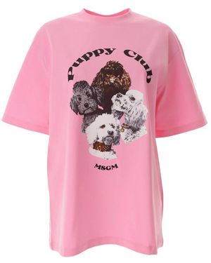 MSGM Puppy Club T-Shirt - Pink
