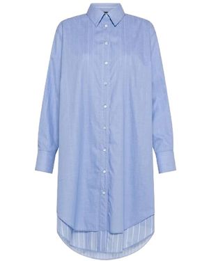Seventy Kleedjes ,Blauw ,Katoen Double-Faced Shirt Dress