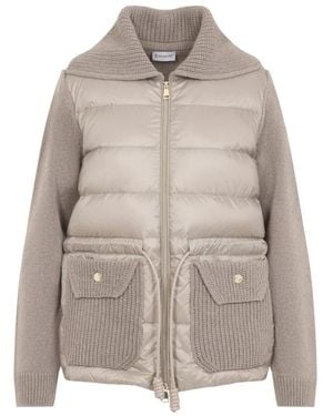 Moncler Gebreide Cardigan Met Vulling - Grijs