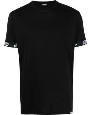 DSquared² Tops ,Zwart ,T-Shirt Met Ronde Hals En Logoprint
