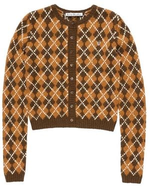 Acne Studios Bouclé Argyle Strickjacke - Braun