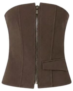 Pinko Tops ,Bruin ,Nylon Gehaakt Mouwloos Topje