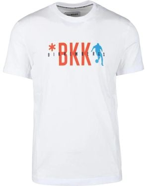 Bikkembergs Tops ,Wit ,Katoen Slim-Fit T-Shirt Met Geribbelde Boord