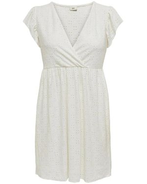 Jacqueline De Yong Weißes v-ausschnitt kurzarm kleid - Grau