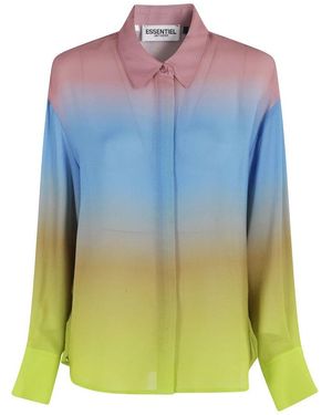 Essentiel Antwerp Bedrucktes Hemd Mit Klassischem Kragen - Blau