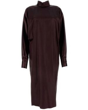 Ferragamo Kleedjes ,Rood ,Satijn Satijnen Jurk Met Hoge Hals