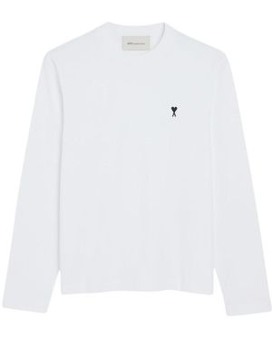 Ami Paris Tops ,Wit ,Katoen Quota Long Sleeve Top