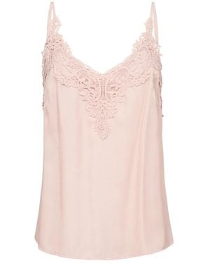 Cream Sleeveless Tops - Pink
