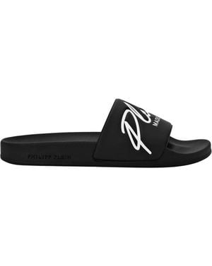 Philipp Plein Embossed Logo Slides - Schwarz