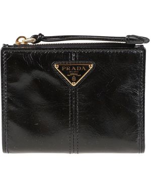 Prada Accessoires ,Zwart ,Leer Kleine Portemonnee Van Leer