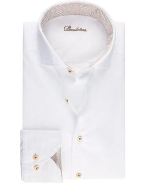 Stenströms Slimline Twillhemd Mit Kontrastdetails - Weiß