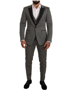 Dolce & Gabbana Schwarz weiß kariertes 3-teiliges martini anzug