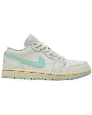Nike Schoenen ,Wit ,Leer Air Jordan 1 Low - Blauw
