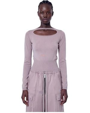 Rick Owens Truien & Vesten ,Roze ,Wol Slashed Cropped Pull Top - Paars