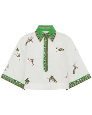 ALÉMAIS Overhemden ,Wit ,Linnen Wanda Shirt - Groen