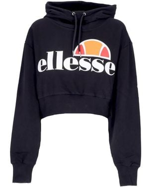 Ellesse Hoodies & Sweatvesten ,Zwart ,Katoen Zwarte Cropped Lichtgewicht Hoodie - Blauw