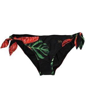Dolce & Gabbana Badmode ,Veelkleurig ,Nylon Bikini Broekje - Zwart