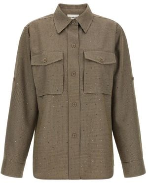 P.A.R.O.S.H. Overhemden ,Bruin ,Wol Palais Shirt - Groen