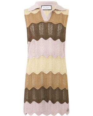 Philipp Plein Kleedjes ,Veelkleurig ,Polo Neck Mini Dress Color Wave - Naturel
