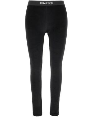 Tom Ford Stretch Lustrous Velour Signature Leggings - Zwart