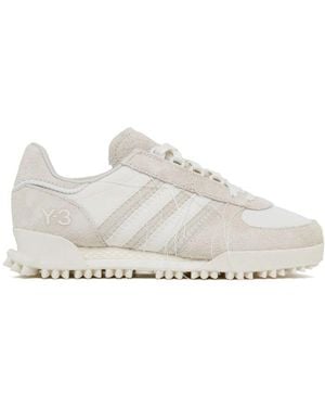 Y-3 Weiße Wildleder Low Top Sneakers