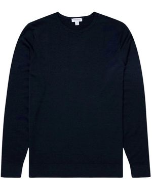 Sunspel Extrafeiner Merino-Rundhals - Blau