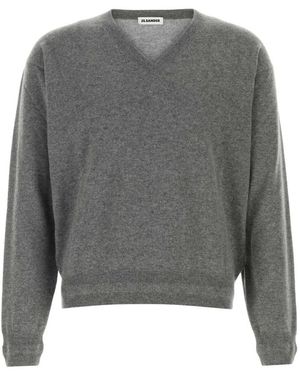 Jil Sander Cashmere V-Hals Gebreid - Grijs
