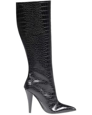 Tom Ford Croco-Print Leather Boots - Black