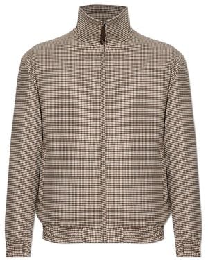 Etro Jassen ,Bruin ,Leer Geïsoleerd Geruit Jack - Grijs